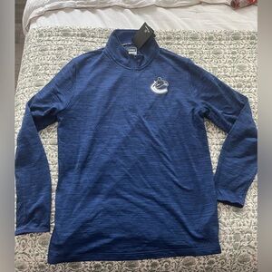 Vancouver Canucks Blue Quarter-Zip Pullover with Logo Size L NWT from Fanatics
